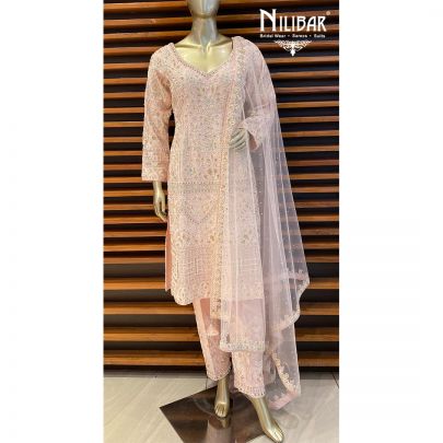 Powder Pink Silk Palazzo Suit