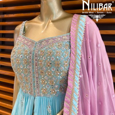 Aqua Turquoise Georgette Sharara Suit