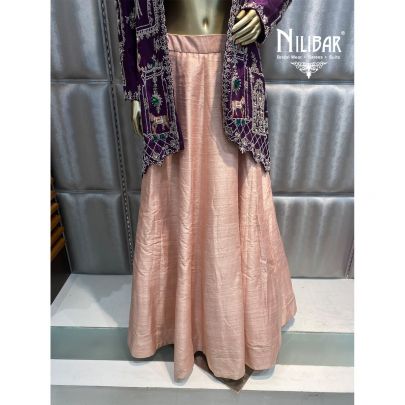 Purple and Peach Silk and Organza Jacket Style Set