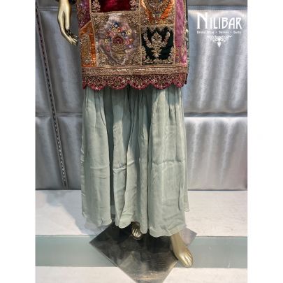 Sage Green Silk and Organza Garara Set