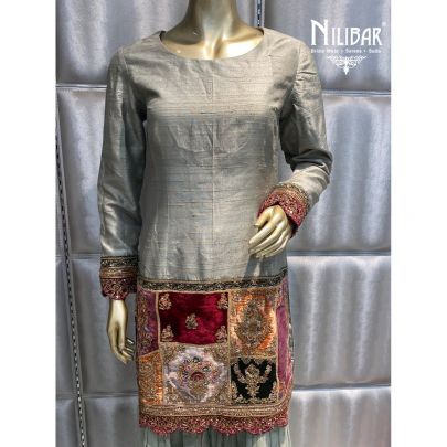 Sage Green Silk and Organza Garara Set