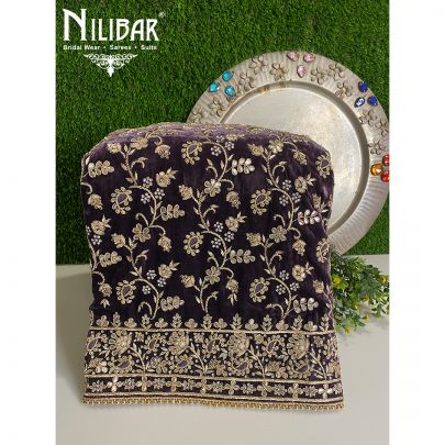 Grape Purple Velvet and Chinon Unstitched suit