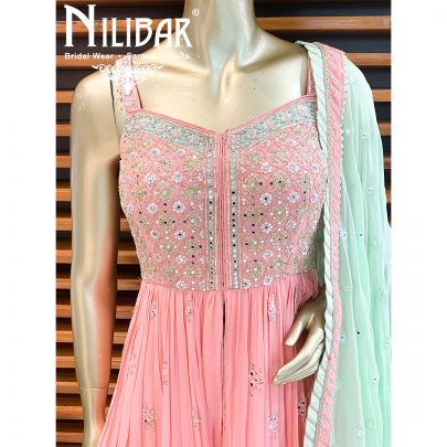 Coral Pink  Georgette Palazzo Suit