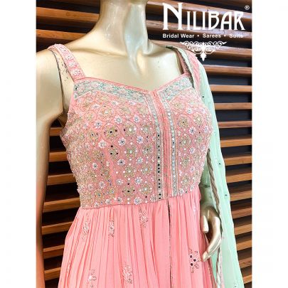 Coral Pink  Georgette Palazzo Suit