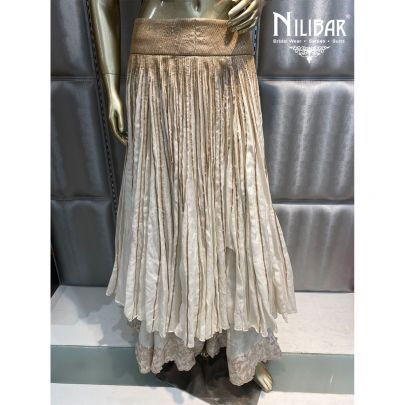 Black and White Silk and Organza Ruffled Skirt and Blouse