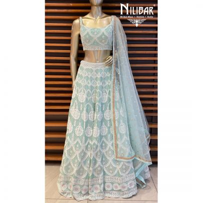 Sky Blue Georgette Lehenga