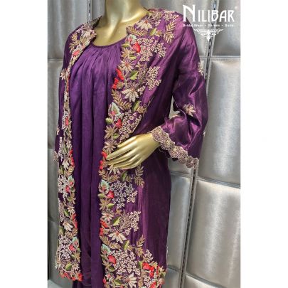 Purple Silk and Chinon Garara Set