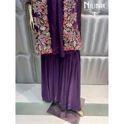 Purple Silk and Chinon Garara Set