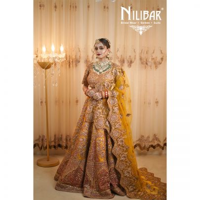 Canary Yellow Net Bridal Lehenga