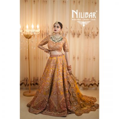 Canary Yellow Net Bridal Lehenga