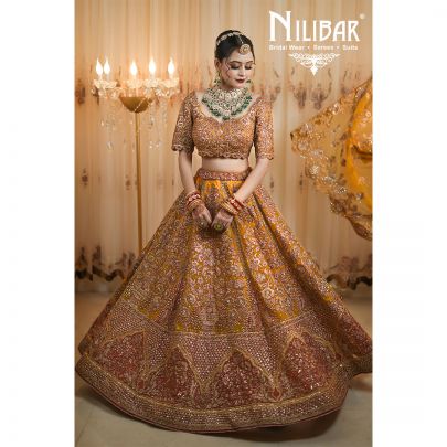 Canary Yellow Net Bridal Lehenga