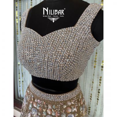 Beige Organza Lehenga