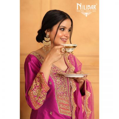 Mulberry Purple Silk Palazzo Suit
