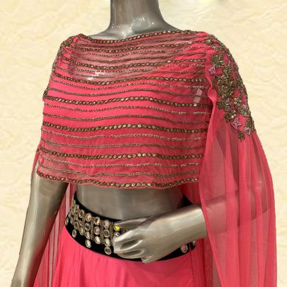 Pink Net Lehenga