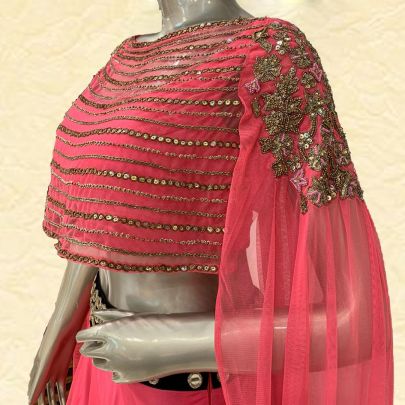 Pink Net Lehenga
