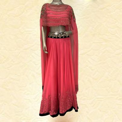 Pink Net Lehenga