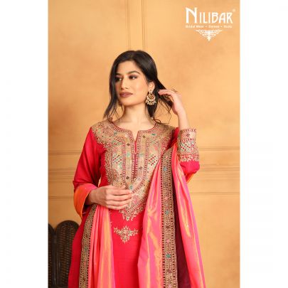 Strawberry Pink Silk Palazzo Suit
