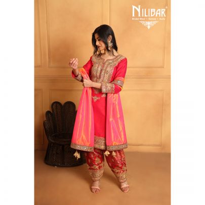Strawberry Pink Silk Palazzo Suit