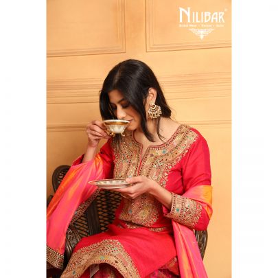 Strawberry Pink Silk Palazzo Suit
