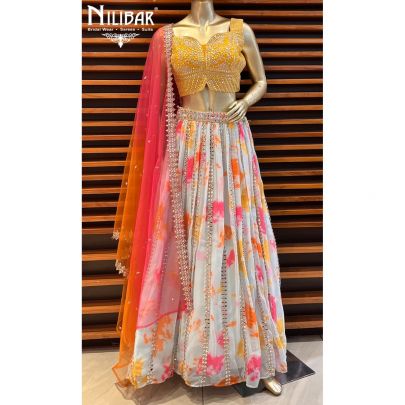 Multicolor Silk Tye ad Dye Lehenga