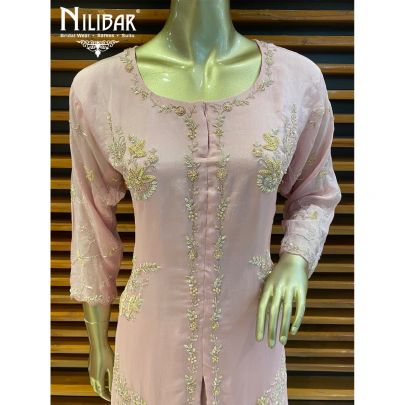 Baby Pink Chinon Skirt Suit Set