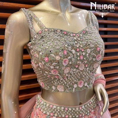 Coral Pink Net Lehenga