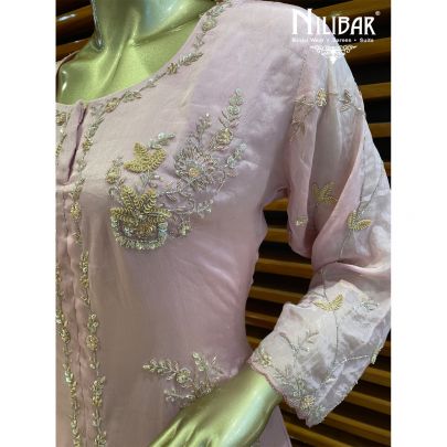 Baby Pink Chinon Skirt Suit Set