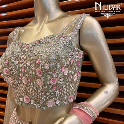 Coral Pink Net Lehenga