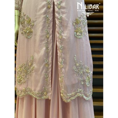 Baby Pink Chinon Skirt Suit Set