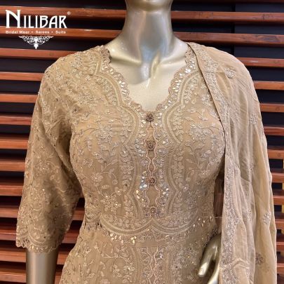 Peanut Georgette Sharara Suit