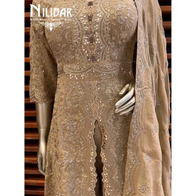 Peanut Georgette Sharara Suit