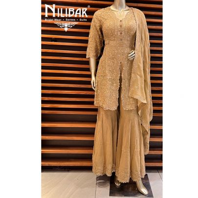 Peanut Georgette Sharara Suit