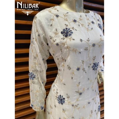 Milky White Chinon Sharara Suit