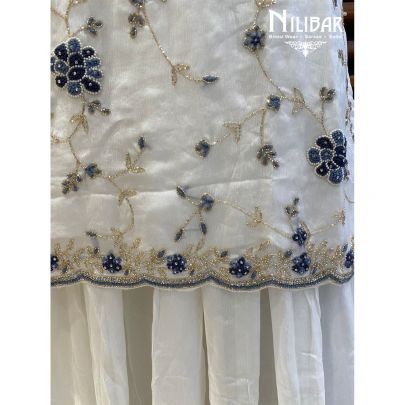 Milky White Chinon Sharara Suit