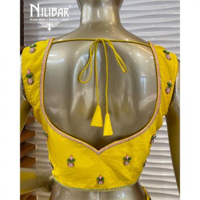 Yellow Silk and Georgette Draped Saree