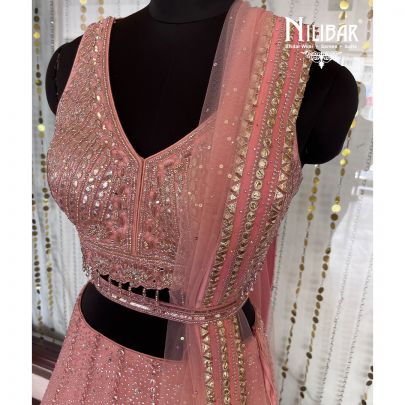 Punch Pink Net Lehenga