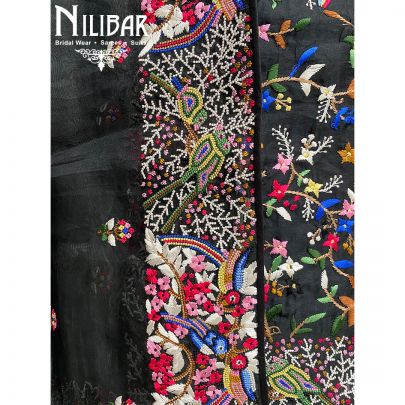 Black Organza Unstitched Suit 