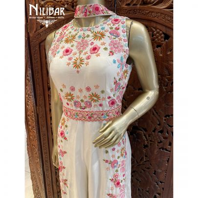 Daisy White Silk Jumpsuit