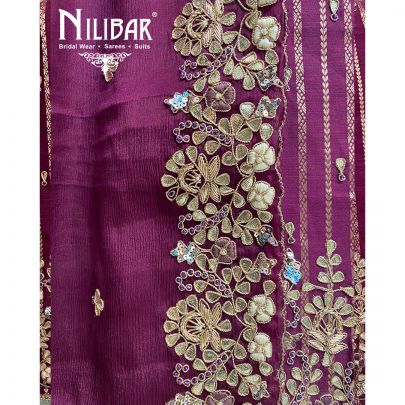 Wine Silk Unstitched Suit 