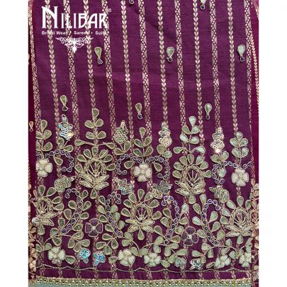 Wine Silk Unstitched Suit 