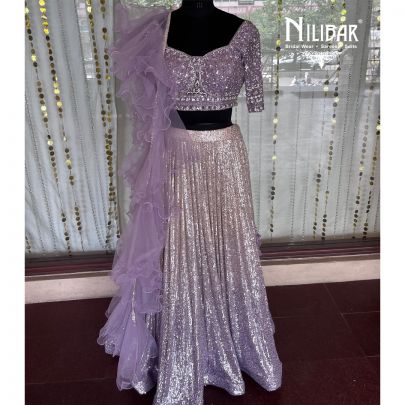 Lavender Purple Net Lehenga