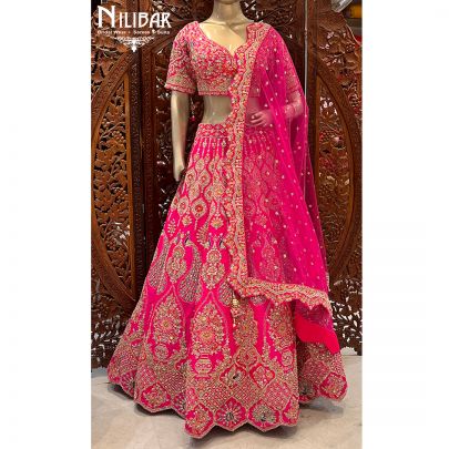 Hot Pink Silk and Net Lehenga