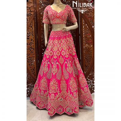 Hot Pink Silk and Net Lehenga