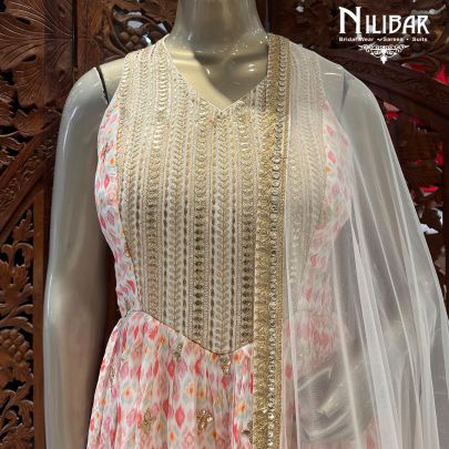 Baby Pink Georgette and Net Peplum Suit