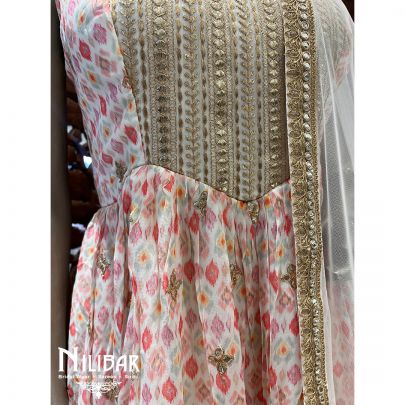 Baby Pink Georgette and Net Peplum Suit