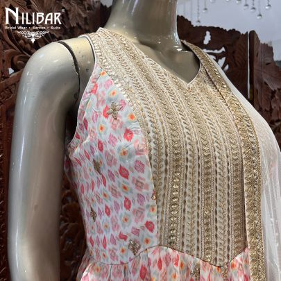 Baby Pink Georgette and Net Peplum Suit