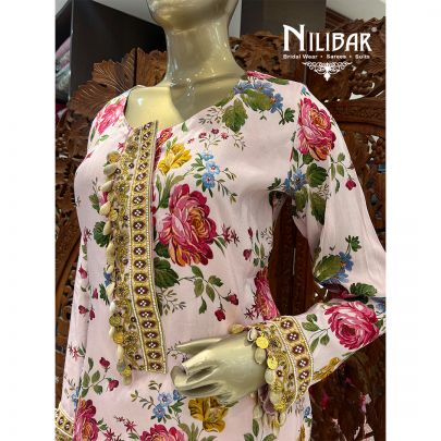 Bubblegum Silk and Net Palazzo Suit