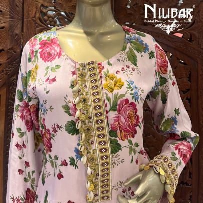 Bubblegum Silk and Net Palazzo Suit