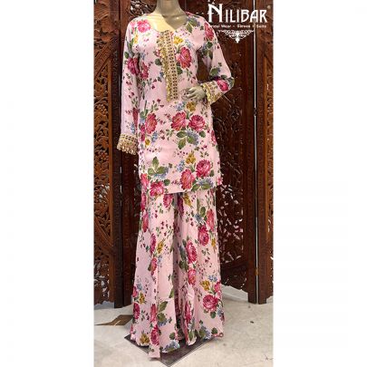 Bubblegum Silk and Net Palazzo Suit