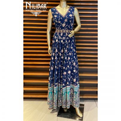 Medium Blue Georgette Jumpsuit